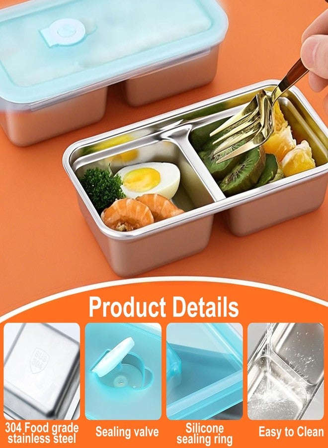 aeloer Stainless Steel Snack Containers, 2 Pcs Grab and Go Snack Box Reusable with Double Compartment, Food Storage Snackle box with Lids for Travel or Outdoor Camping - Image 4